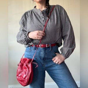 Carlos Falchi Red Leather Crossbody Purse